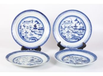 (4) (19th c) CANTON DINNER PLATES