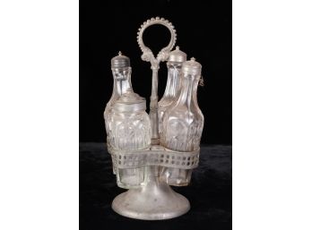 (19th c) AMERICAN PEWTER CRUET SET