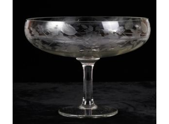 ETCHED CRYSTAL COMPOTE