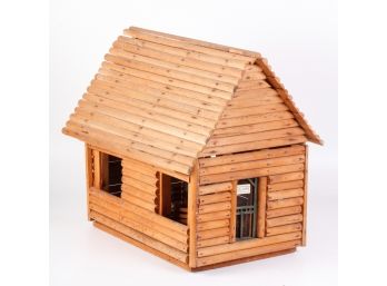 FOLK ART FULLY FURNISHED TOY CABIN