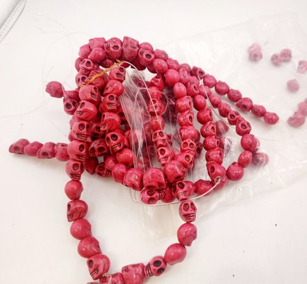 Vintage Pink Howlite Skull Beads Approx 150 Beads (A4309)