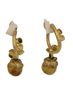 Vintage Unusual Molded Glass Hoop Earrings  #6458