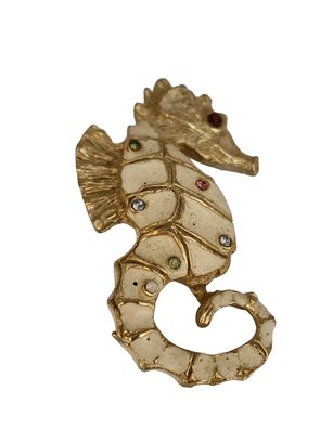 Vintage Signed Craft Enamel Seahorse Brooch #6432