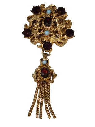 Vintage Fringed Dangle Brooch Attributed To Florenza #6434