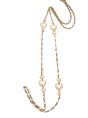 Vintage  Faux Pearl Heart Chain Necklace # 6474
