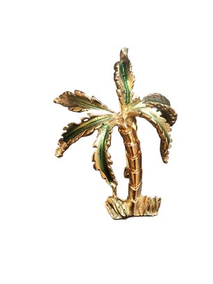 Vintage Enamel Palm Tree Brooch # 6504