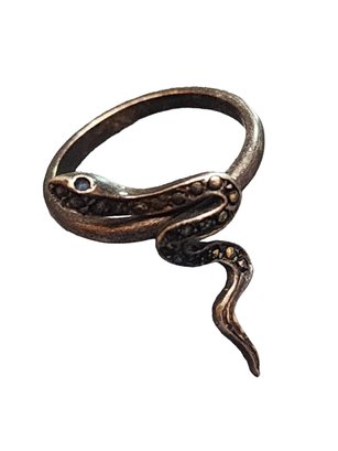 Vintage Sterling Marcasite Snake Ring Sz 5 #6514