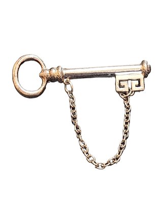 Vintage Signed Givenchy Key And Chain Brooch #6506