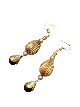 Vintage Brass Hanging Pierced Earrings #6515