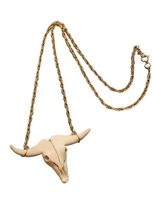 Vintage Steer Pendant Necklace #6484