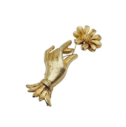 Vintage Hand Wired Flower & Hand Scatter Pin (A1249)