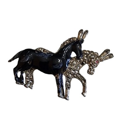 Vintage Early Enameled Horse Brooch (A1418)