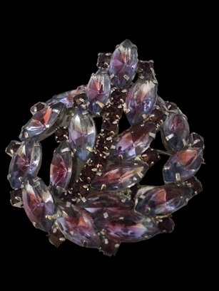 Vintage Dimensional Unsigned Spectacular Givre Glass & Rhinestone Brooch (A4463)