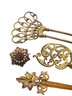 Antique Victorian Ornamental Lot Of GF/Low Karat Gold Unique Hair Picks & Pin (A3826)