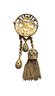 Vintage Speckled Glass Brass Older Chatelaine Type Brooch (A4258)