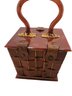 Vintage Woven Leather And Lucite Basket Bag #6365