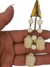 Vintage Brass And Milk Glass Dangling Face Clip Earrings #6452
