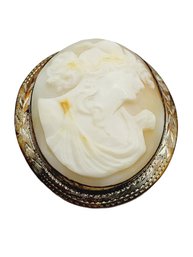 Antique Victorian 10kt Tested Shell Cameo Brooch (A297)