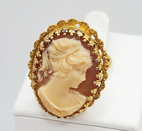 Vintage Resin Cameo Adjustable NOS Ring