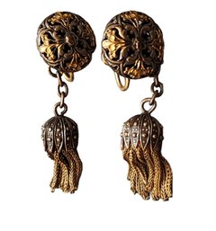 5/134 Vintage Gold Filled Tassel Screw Back Clip Earrings