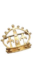 Marked 18kt Gold And Diamond Crown Brooch A5179