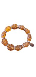 Vintage NOS Bee Charming Root Beer Resin Buddha Stretch Bracelet