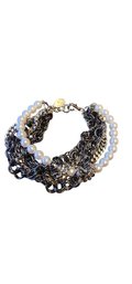 Vintage NOS Bee Charming Multi Chain Pearl Bracelet A5132