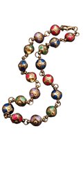 5/24 Vintage Enameled Beaded Necklace A Few Missing Enamel Pieces