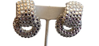 Vintage Signed 80s Rhinestone Clip Earrings Attributed To Richard Kerr 5/76