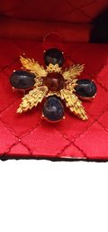 Vintage Trifari Signed Maltese Cross Brooch In Original Presentation Box 5/80