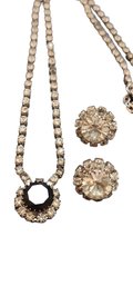 Vintage Signed Emmons Rhinestone Necklace And Earrings Set 5/119