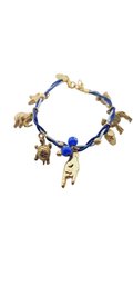 Vintage NOS Bee Charming Blue Leather Charm Bracelet