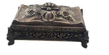 Vintage Footed Metal Decorative Box Casket