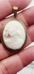 Antique Basalt Cameo Brass Pendant Charm 5/124