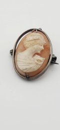 Antique 800 Silver Cameo Pendant Or Brooch 5/128