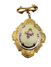 Vintage Guilloche Decorative Locket Brooch (A3266)