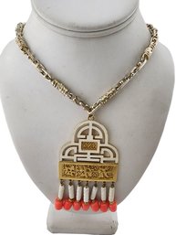 5/103 Unique Vintage Enamel Asian Style Pendant Necklace