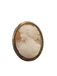 6/94 Antique Left Facing Cameo Brooch Or  Pendant