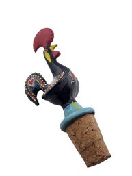 6/102 Vintage Porcelain Folk Art Rooster Wine Cork