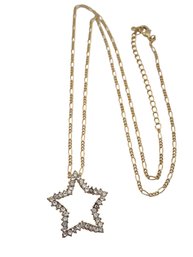 Vintage Rhinestone Abstract Star Pendant Necklace 7/8022