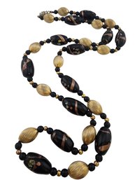 7/8041 Vintage Brushed Gold Beads And Milifori Murano Combo Beaded Necklace