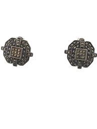 7/8048 Vintage 925 Sterling And Marcasite Pierced Earrings