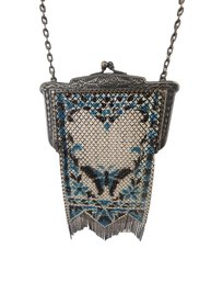 Antique Mandalain Mesh Enamel Butterfly Purse /bag 7/8044