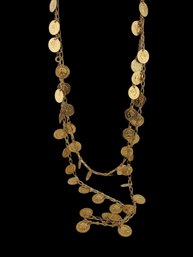 Vintage Fun 80s Coin Long Necklace #6024 *shipping Available*