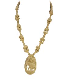 Vintage Bone Elephant Necklace# 6083