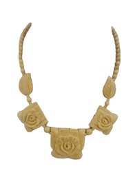 Vintage Bone Or Organic Flower Necklace # 6085