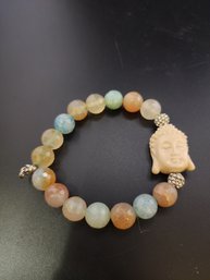 Vintage Semi Precious And Resin Budha Head Bracelet #6305