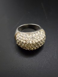 Vintage Silvertone Rhinestone Ring #6299