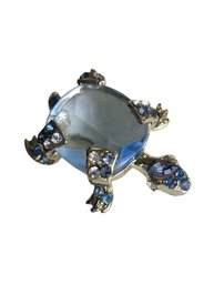 Vintage Signed Weiss Jelly Belly Style Glass Turtle Brooch (A4119)