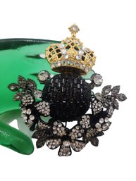 Over The Top VRBA Crown Ball & Flower Dimensional Brooch (A4282)